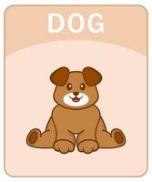 Alphabet flashcard with Cute dog cartoon character. vector