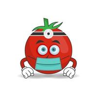 The Tomato mascot character becomes a doctor. vector illustration