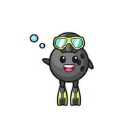 the bowling diver cartoon character vector