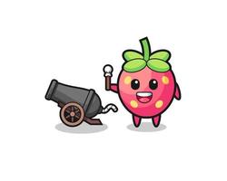 cute strawberry shoot using cannon vector