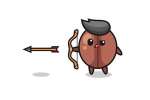 illustration of coffee bean character doing archery vector