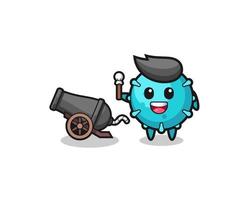 cute virus shoot using cannon vector