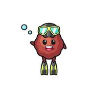 the meatball diver cartoon character vector