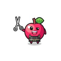 apple character as barbershop mascot vector