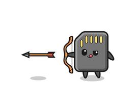 illustration of memory card character doing archery vector