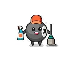 lindo personaje de billar como mascota de servicios de limpieza vector