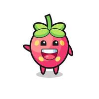 happy strawberry cute mascot character vector
