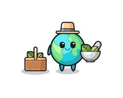 earth herbalist cute cartoon vector