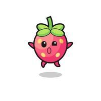 strawberry character is jumping gesture vector