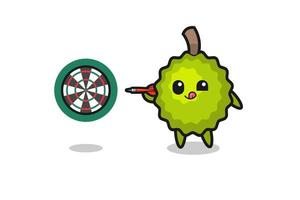 cute durian is playing dart vector