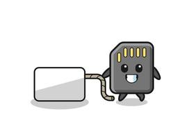 memory card cartoon is pulling a banner vector