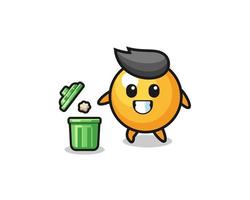 illustration of the ping pong throwing garbage in the trash can vector