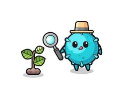 cute virus herbalist researching a plants vector