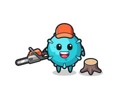 virus lumberjack character holding a chainsaw vector