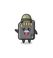 cute memory card as veteran cartoon vector