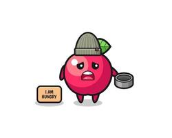 cute apple beggar cartoon character vector