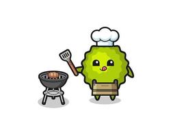 durian barbeque chef with a grill vector