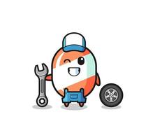 the candy character as a mechanic mascot vector