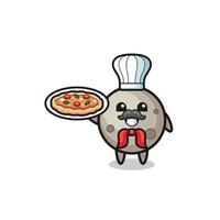 moon character as Italian chef mascot vector
