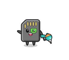 memory card cartoon as future warrior mascot vector