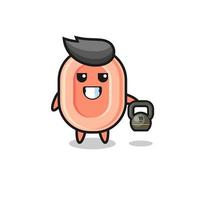 soap mascot lifting kettlebell in the gym vector
