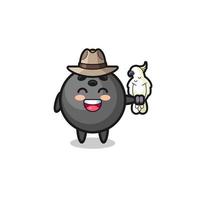bowling zookeeper mascot with a parrot vector