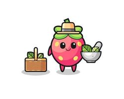 strawberry herbalist cute cartoon vector