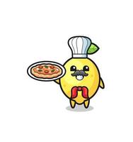 lemon character as Italian chef mascot vector