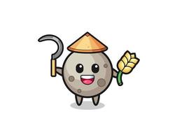 moon Asian farmer holding paddy vector
