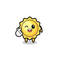 sun character doing Korean finger heart vector