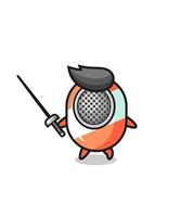 candy earth cartoon as fencer mascot vector