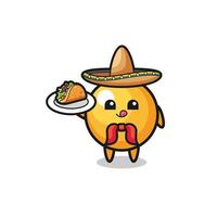 mascota de ping pong chef mexicano sosteniendo un taco