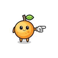 orange fruit mascot with pointing right gesture vector