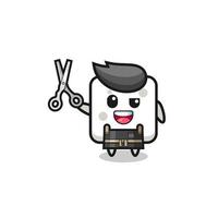 sugar cube character as barbershop mascot vector