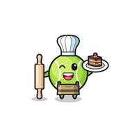 tennis as pastry chef mascot hold rolling pin vector