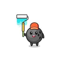 the bowling painter mascot with a paint roller vector