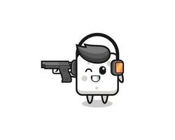 illustration of sugar cube cartoon doing shooting range vector