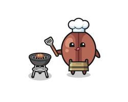 coffee bean barbeque chef with a grill vector