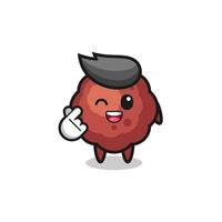 meatball character doing Korean finger heart vector