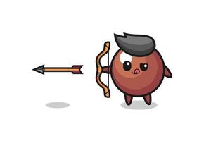 Ilustración de personaje de bola de chocolate haciendo tiro con arco
