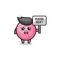 cute yarn ball hold the please help banner vector