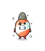 cute cartoon candy with shivering expression vector