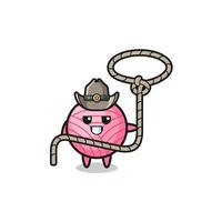 the yarn ball cowboy with lasso rope vector