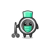 surgeon hockey puck mascot character vector