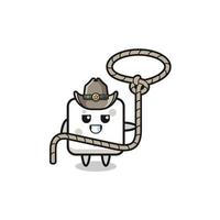 the sugar cube cowboy with lasso rope vector