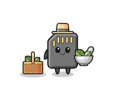 memory card herbalist cute cartoon vector