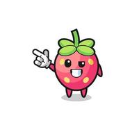 strawberry mascot pointing top left vector