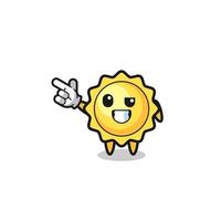 sun mascot pointing top left vector