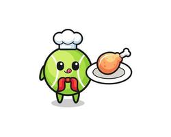 tennis fried chicken chef cartoon character vector