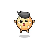 sesame ball character is jumping gesture vector